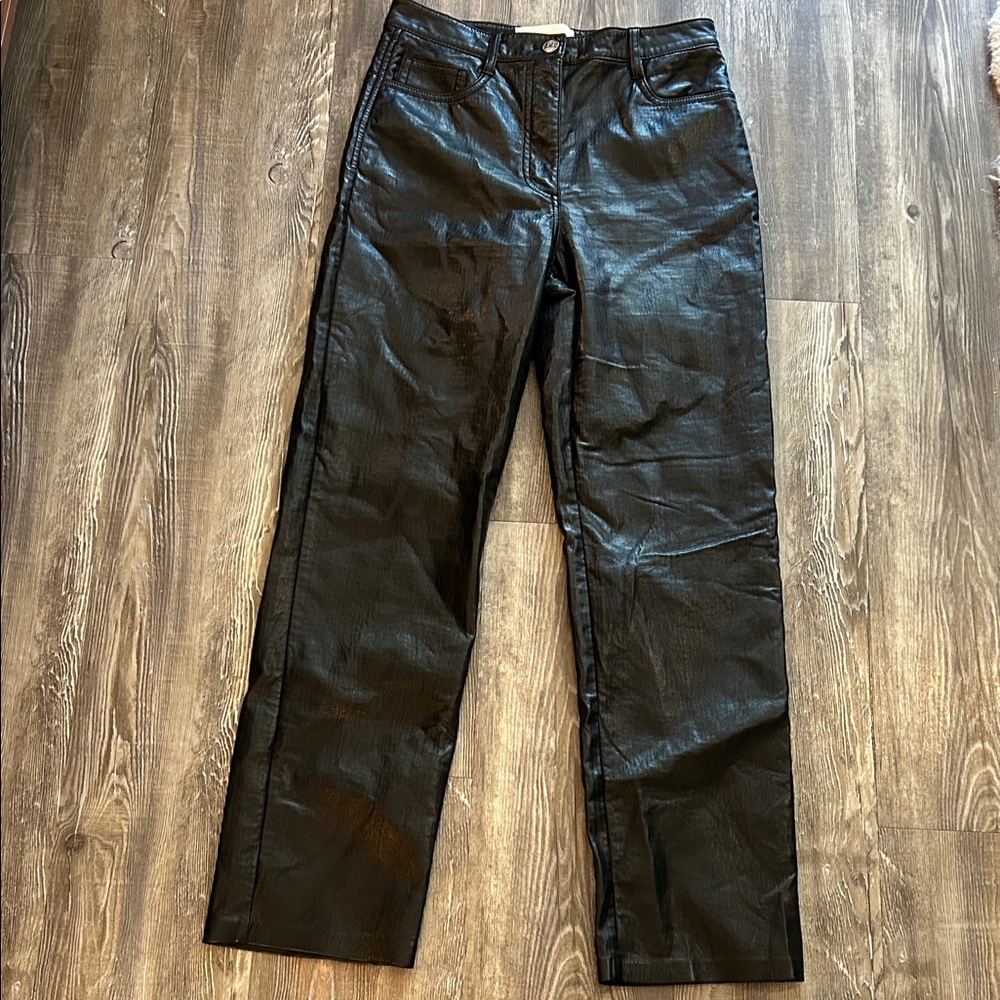 Aritzia Wilfred The Melina Black Faux Leather Pants 4